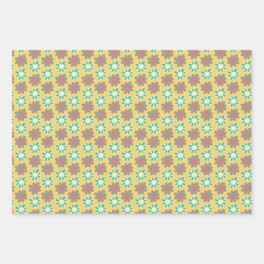 Bright colored retro flower geschenkpapier set (Vorderseite 2)