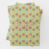 Bright colored retro flower geschenkpapier set (Beispiel)