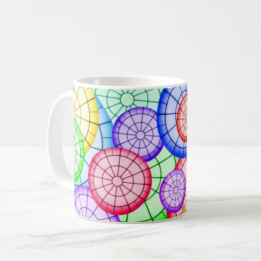 Bright Colorful Abstract Circles Pattern Kaffeetasse (Vorderseite Links)