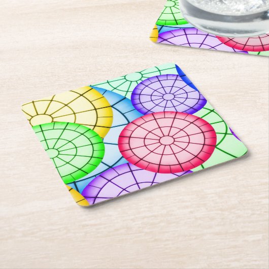 Bright Colorful Abstract Circles Pattern Rechteckiger Pappuntersetzer (angewinkelt)