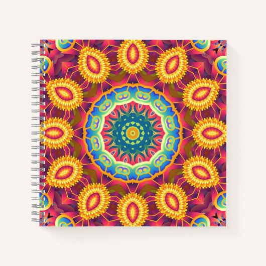 Bright Colorful Abstract Floral Mandala Notizblock (Vorderseite)