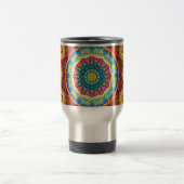 Bright Colorful Abstract Floral Mandala Reisebecher (Mittel)