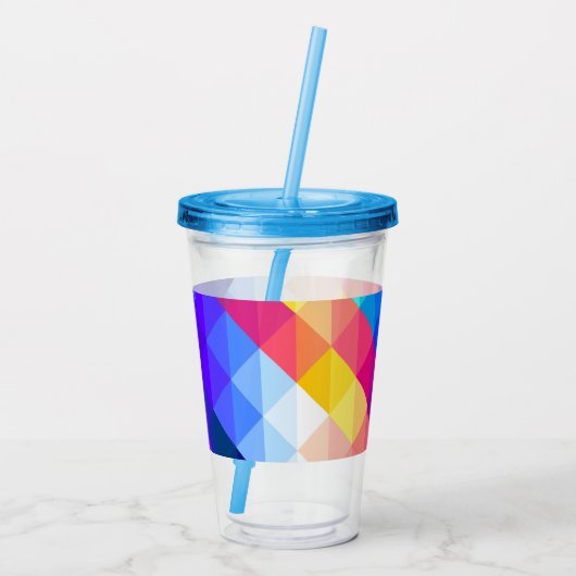 Bright Colorful Abstract Geometric Pattern Acryltrinkbecher (Rückseite)