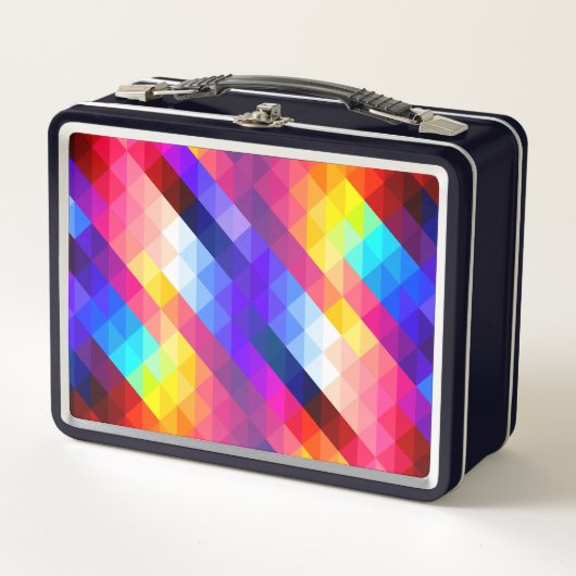 Bright Colorful Abstract Geometric Pattern Metall Brotdose (Vorderseite)