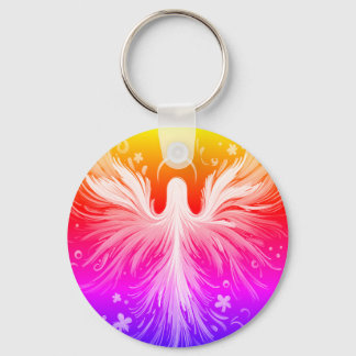 Bright Colorful Angel Design on a Round Key Chain Schlüsselanhänger