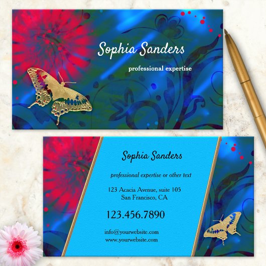 Bright Colorful Artistic Butterfly Business Card Visitenkarte