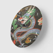 Bright Colorful Asian Dragon Runde Wanduhr (Winkel)