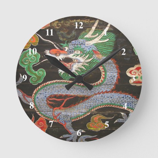 Bright Colorful Asian Dragon Runde Wanduhr (Vorderseite)