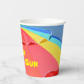 Bright Colorful Beach Umbrella Summer Fun Party Pappbecher (Rückseite)