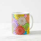 Bright Colorful Busy Chaotic Hippy Flower Pattern Kaffeetasse (VorderseiteRechts)