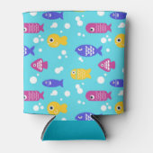 Bright Colorful Cartoon Fish Pattern Blue Dosenkühler (Vorderseite)
