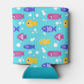 Bright Colorful Cartoon Fish Pattern Blue Dosenkühler (Rückseite)