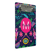 Bright Colorful Chaotic Floral Blue Personalised Mini Klemmbrett (Schrägansicht)