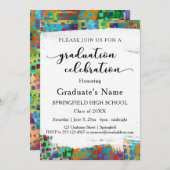 Bright Colorful Confetti Graduation Party Einladung (Vorne/Hinten)