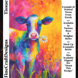 Bright Colorful Cow with Daisy DZ3L Decoupage Seidenpapier