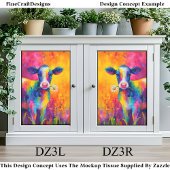 Bright Colorful Cow with Daisy DZ3R Decoupage Seidenpapier