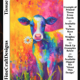 Bright Colorful Cow with Daisy DZ3R Decoupage Seidenpapier