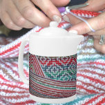 Bright Colorful Crocheted Pattern<br><div class="desc">This beautiful white teapot looks to be wrapped in a crocheted teapot cozy.  This teapot cosy is actually the photographic image of a crochet pattern of bright and pretty multi colors of pink,  blue,  green and purple.
This is original arts and crafts photography by JLW_Photography.</div>