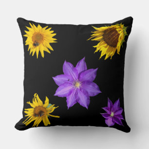 Bright Colorful Cut Out Flowers Throw Pillow Kissen