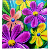 Bright Colorful Daisy Blume Duschvorhang (Vorderseite)