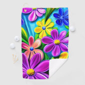 Bright Colorful Daisy Blume Golfhandtuch (Insitu)