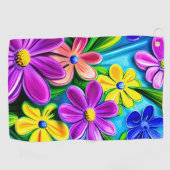 Bright Colorful Daisy Blume Golfhandtuch (Horizontal)