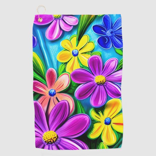 Bright Colorful Daisy Blume Golfhandtuch (Vorderseite)