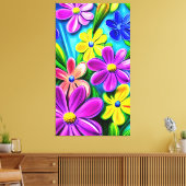 Bright Colorful Daisy Blume Leinwanddruck (Insitu (Wohnzimmer))
