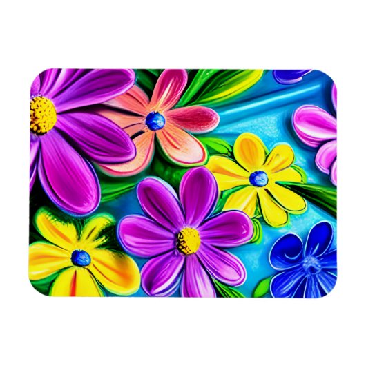 Bright Colorful Daisy Blume Magnet (Horizontal)