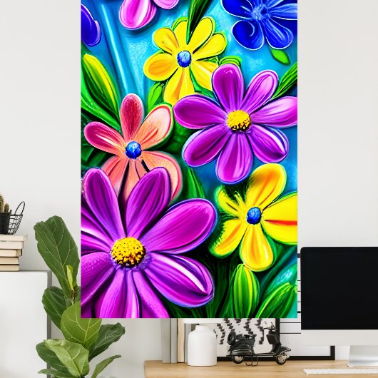 Bright Colorful Daisy Blume Poster (Heimbüro)