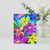 Bright Colorful Daisy Blume Postkarte (Stehend Vorderseite)