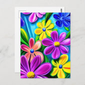 Bright Colorful Daisy Blume Postkarte (Vorne/Hinten)