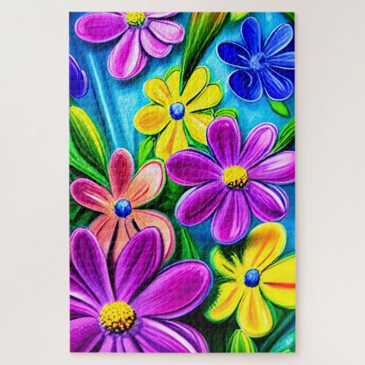 Bright Colorful Daisy Blume Puzzle (Vertikal)