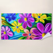 Bright Colorful Daisy Blume Strandtuch (Vorderseite)