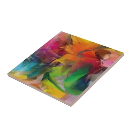 Bright Colorful Feather Art Fliese (Seite)