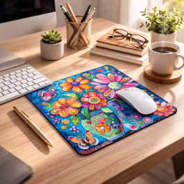 Bright Colorful Floral Mousepad