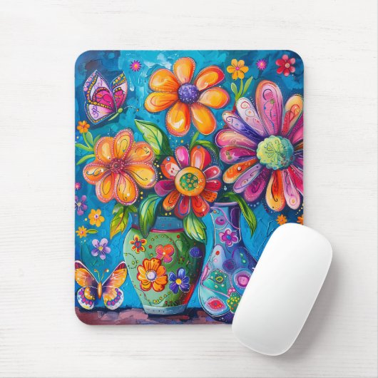 Bright Colorful Floral Mousepad (Mit Mouse)