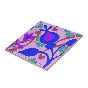 Bright Colorful Funky Blume Abstrakt Trivet Fliese