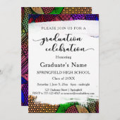 Bright Colorful Geometric Pattern Graduation Party Einladung (Vorne/Hinten)