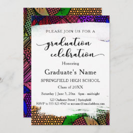 Bright Colorful Geometric Pattern Graduation Party Einladung