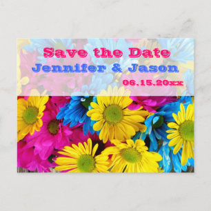 Bright Colorful Gerber Daisy Bouquet Save the Date Ankündigungspostkarte