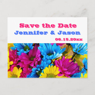 Bright Colorful Gerber Daisy Bouquet Save the Date Ankündigungspostkarte