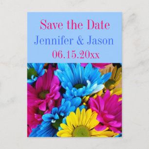 Bright Colorful Gerber Daisy Bouquet Save the Date Ankündigungspostkarte