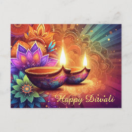 Bright & Colorful Happy Diwali Festival - Martha A Feiertagspostkarte
