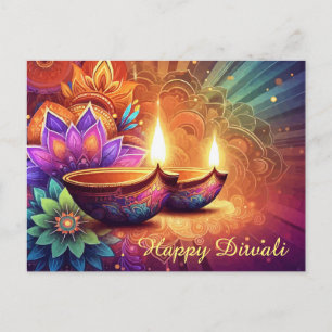 Bright & Colorful Happy Diwali Festival - Martha A Feiertagspostkarte