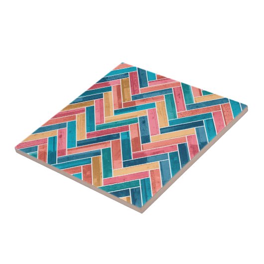 Bright Colorful Herringbone Pattern Fliese (Seite)