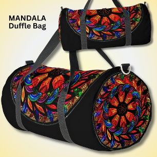 Bright Colorful Mandala Red Gemstones Duffle Bag