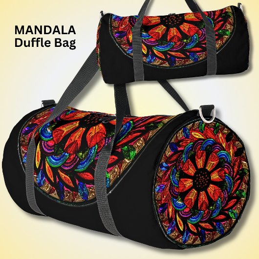 Bright Colorful Mandala Red Gemstones Duffle Bag