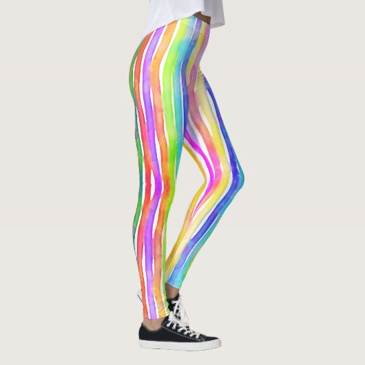 Bright Colorful Modern Striped Yoga Capri Leggings (Rechts)