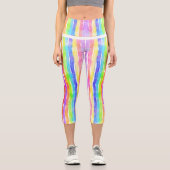 Bright Colorful Modern Striped Yoga Capri Leggings (Vorderseite)